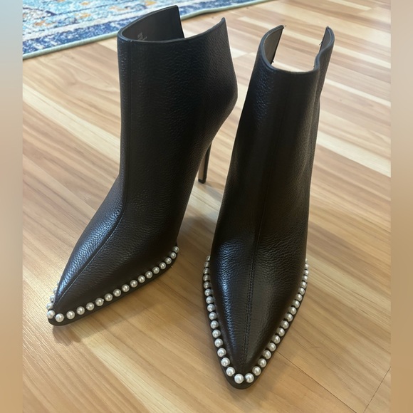 Karl Lagerfeld Cyron Leather Pearl Studded Stiletto Booties Size 6 New - Picture 7 of 15